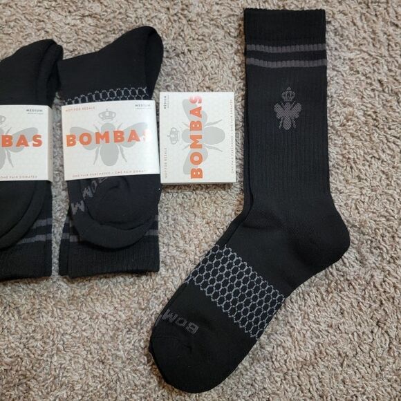 Bombas Calf Socks Men Shoe Size 6-9 Honeycomb Arch Black Lot of 3 Pairs Medium - Picture 8 of 10